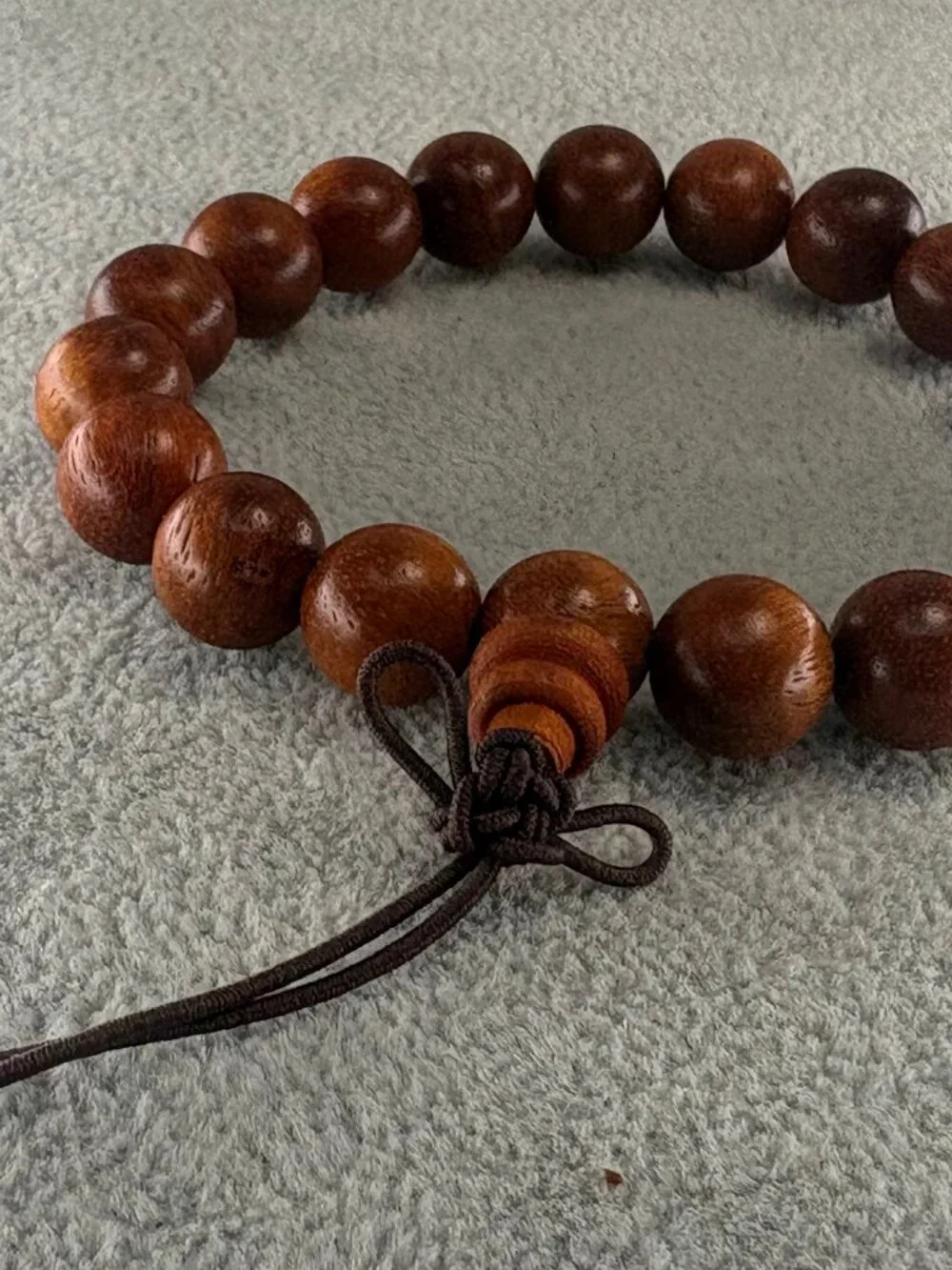 Natural Burma Padauk Wood Bead Bracelet 10mmx19 Rosewood Meditation Mala 9.19g